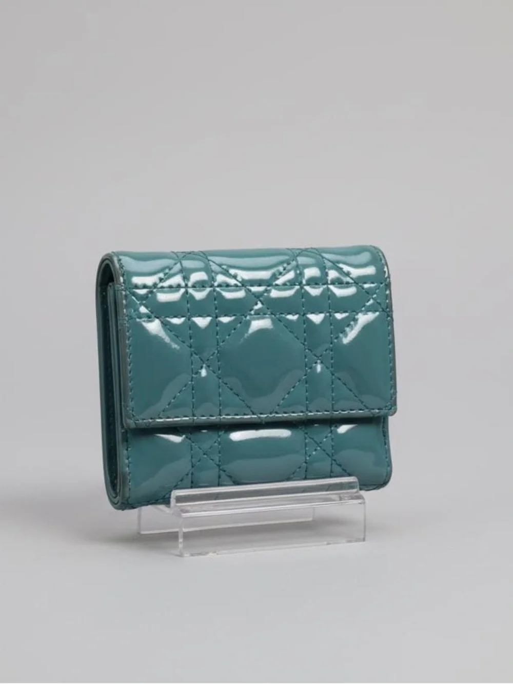 Christian Dior Cloud Blue Lady Dior Lotus Patent Leather Wallet